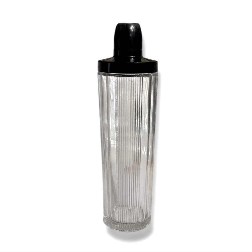 OWENS-ILLINOIS GLASS Glass Martini Shaker with Black Bakelite Lid 1930s VINTAGE